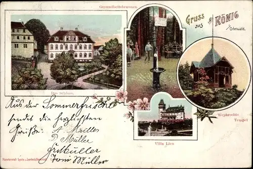 Passepartout Ak Bad König im Odenwald Hessen, Gesamtansicht, Schwimmbad, Cafe Waldesruh, Villa Lien