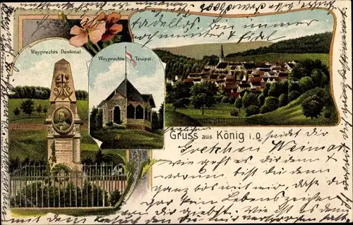 Litho Bad König im Odenwald Hessen, Weyprechts-Denkmal