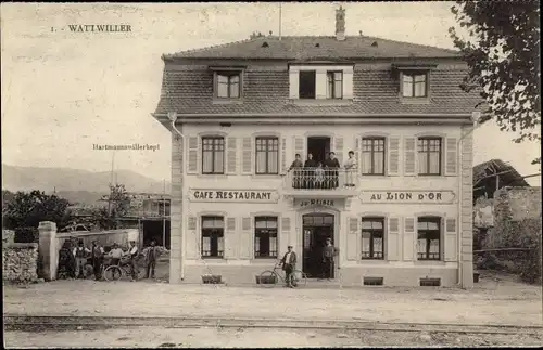Ak Wattwiller Wattweiler Elsass Haut Rhin, Cafe Restaurant Au Lion d'Or