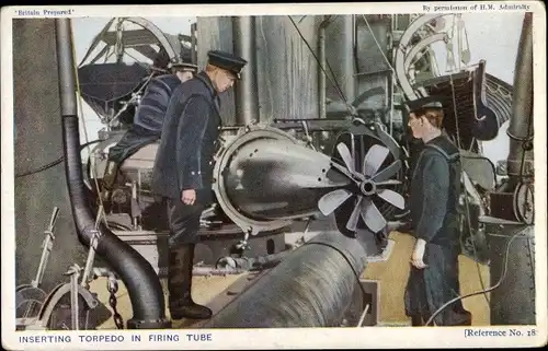 Ak Inserting Torpedo in firing Tube, Royal Navy