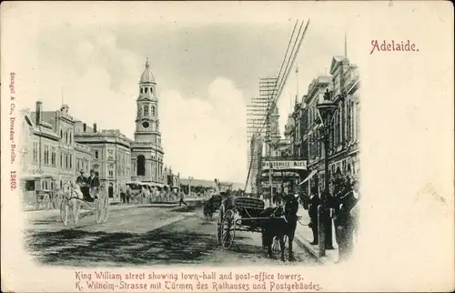 Ak Adelaide South Australia, King William Street, town hall, post office towers