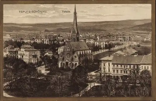 Ak Teplice Šanov Teplitz Schönau Region Aussig, Totalansicht der Ortschaft