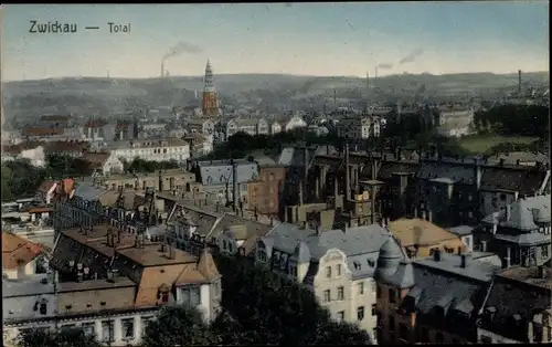 Ak Zwickau in Sachsen, Totalansicht der Ortschaft