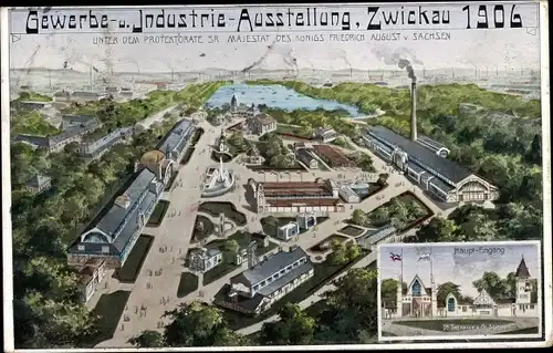Ak Zwickau in Sachsen, Gewerbe und Industrieausstellung 1906, Haupteingang, Totalansicht