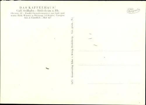 Ak Rüdesheim am Rhein, Das Kaffeehaus, Café Seilbahn