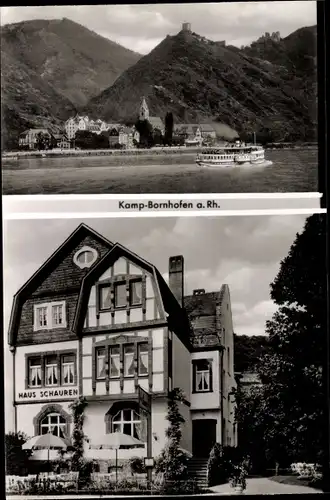 Ak Kamp Bornhofen am Rhein, Haus Schauren, Ruine, Dampferpartie