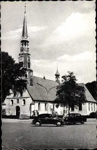 Ak Heide in Holstein, Blick auf die Kirche, Straßenpartie, Autos