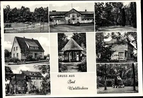 Ak Bad Waldliesborn Lippstadt in Westfalen, Badehaus, St. Annahaus, Golfplatz, Vogelhaus, Pension