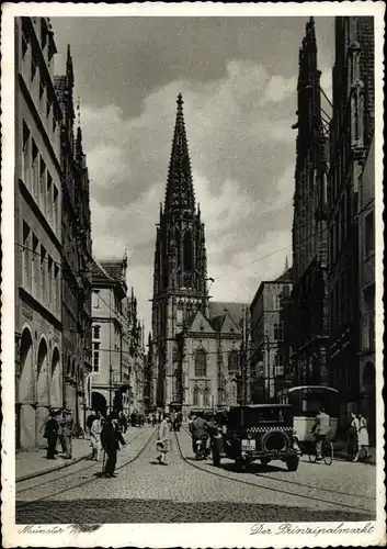 Ak Münster in Westfalen, Prinzipalmarkt mit Lambertikirche