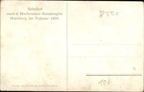 Ak Nürnberg, Spitalhof nach dem Hochwasser 1909, Buchbinderei