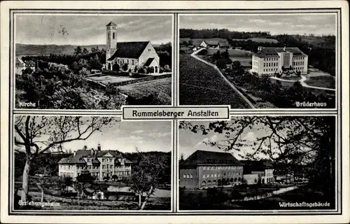 Ak Schwarzenbruck in Mittelfranken Bayern, Anstalten Rummelsberg, Kirche, Brüderhaus, Erziehungsheim