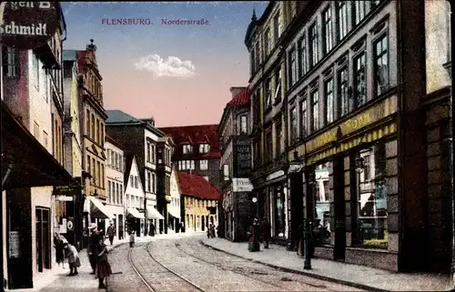 Ak Flensburg in Schleswig Holstein, Norderstraße, Handlung Max Horn