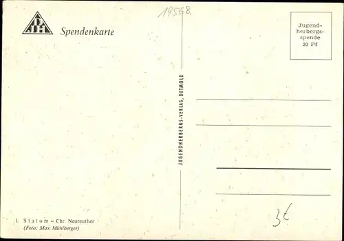 Ak Slalom, Skirennläufer Chr. Neureuther, DJH Spendenkarte
