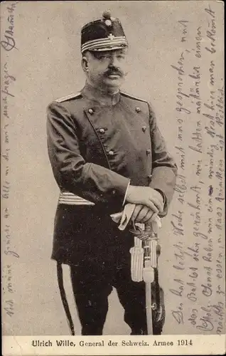 Ak Ulrich Wille, General der Schweizer Armee 1914