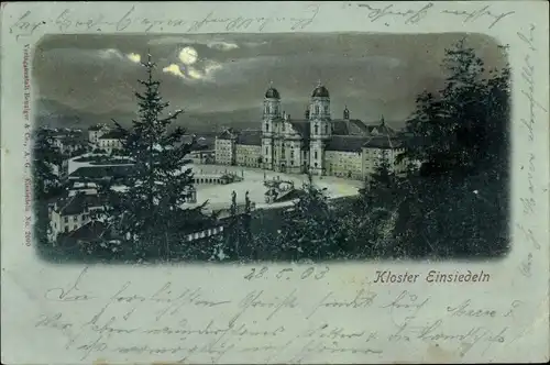 Mondschein Ak Einsiedeln Kanton Schwyz Schweiz, Kloster