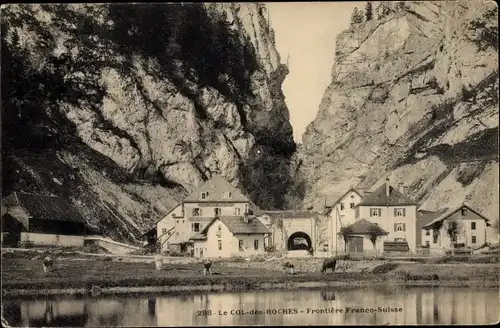 Ak Kanton Neuenburg Neuchatel, Le Col des Roches, Frontiere Franco Suisse