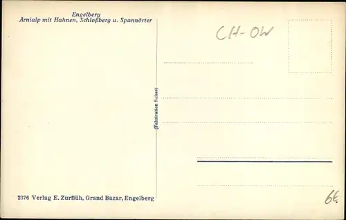 Ak Engelberg Kanton Obwalden Schweiz, Arnialp, Hahnen, Schlossberg, Spannörter, Rinder
