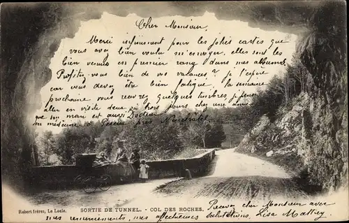 Ak Kanton Neuenburg Neuchatel, Le Col des Roches, Sortie de Tunnel, Kinderwagen