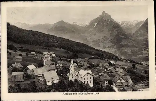 Ak Amden Kt St Gallen Schweiz, Blick auf den Ort mit Mürtschenstock