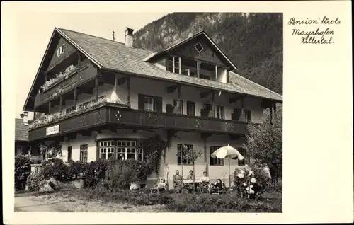 Ak Mayrhofen Zillertal Tirol, Pension Strolz, Außenansicht, Terrasse