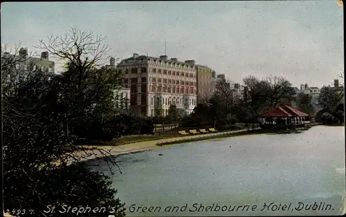 Ak Dublin Irland, St. Stephen's Green and Shelbourne Hotel