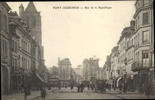 Ak Pont Audemer Eure, Rue de la Republique