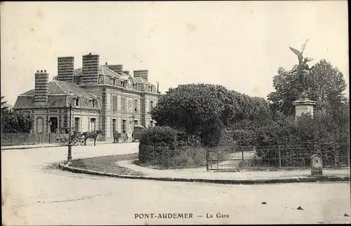 Ak Pont Audemer Eure, La Gare