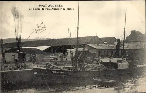 Ak Pont Audemer Eure, Le Bateau de Pont Audemer au Havre