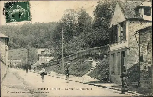 Ak Pont Audemer Eure, La route de Quillebeuf