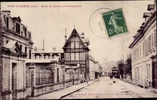 Ak Pont Audemer Eure, Route de Lisieux, Gendarmerie