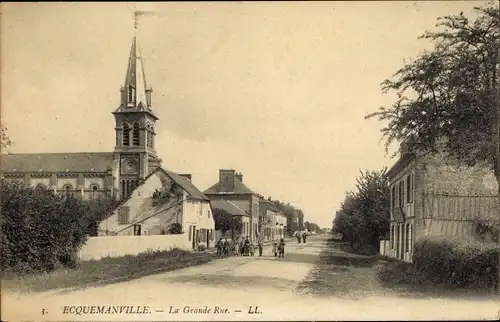 Ak Équemauville Calvados, La Grande Rue