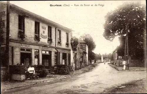 Ak Gouvieux Oise, Rues de Boran et de Pregy, Cafe F. Freneix