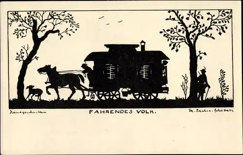 Scherenschnitt Ak Sachse Schubert, W., Fahrendes Volk