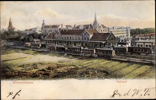 Ak Wilhelmshaven in Niedersachsen, Bahnhof, Gleisseite