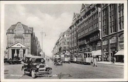 Ak Hamburg Mitte Altstadt, Mönckebergstraße, Straßenbahn, Auto