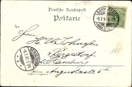 Litho Barmstedt in Holstein, Hotel Stadt Hamburg, Kirche, Schloss Ranzau