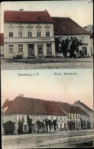 Ak Nowogród Bobrzański Naumburg am Bober Schlesien, Martktseite, Geschäfte
