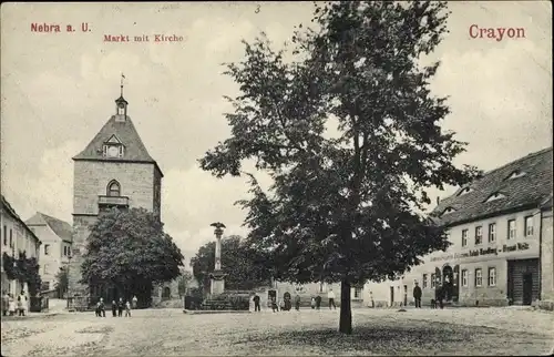 Ak Nebra an der Unstrut im Burgenlandkreis, Markt mit Kirche