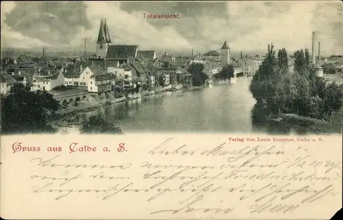 Ak Calbe an der Saale, Totalansicht der Ortschaft