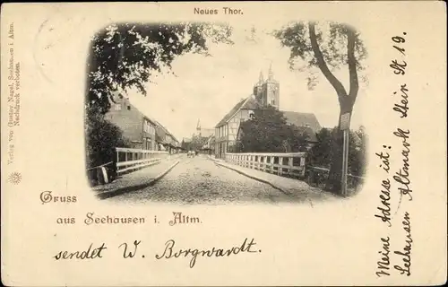 Ak Seehausen in der Altmark, Neues Tor, Straßenpartie