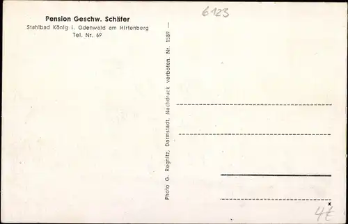 Ak Bad König im Odenwald Hessen, Pension Geschw. Schäfer