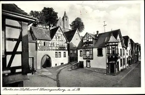 Ak Zwingenberg an der Bergstraße in Hessen, Dorfpartie