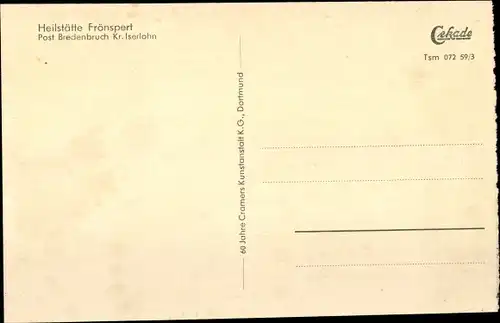 Ak Frönsberg Hemer im Sauerland, Heilstätte Frönspert