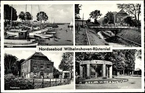 Ak  Rüstersiel Wilhelmshaven, Packhaus, die Maade, Hafen