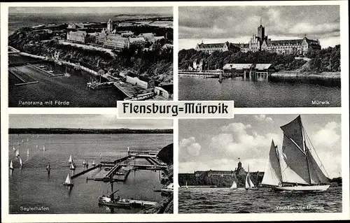 Ak Mürwik Flensburg in Schleswig Holstein, Marineschule, Förde, Panorama, Seglerhafen, Yacht