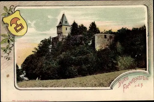 Passepartout Ak Eberstadt Darmstadt in Hessen, Burg Frankenstein