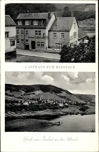 Ak Bruttig Fankel an der Mosel, Gasthaus zum Rebstock, Blick auf den Ort