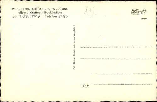 Ak Euskirchen in Nordrhein Westfalen, Konditorei, Café und Weinhaus, Bahnhofstr 17, Innenansicht