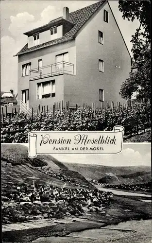 Ak Bruttig Fankel an der Mosel, Pension Moselblick, Gesamtansicht