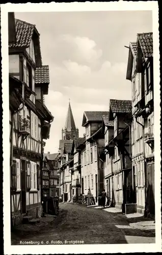 Ak Rotenburg an der Fulda, Blick in die Brotgasse, Fachwerk